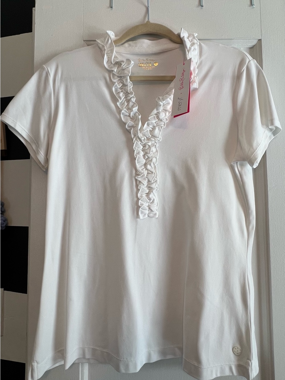 NWT Lilly Pulitzer Luxletic Frida Ruffle Polo UPF 50+